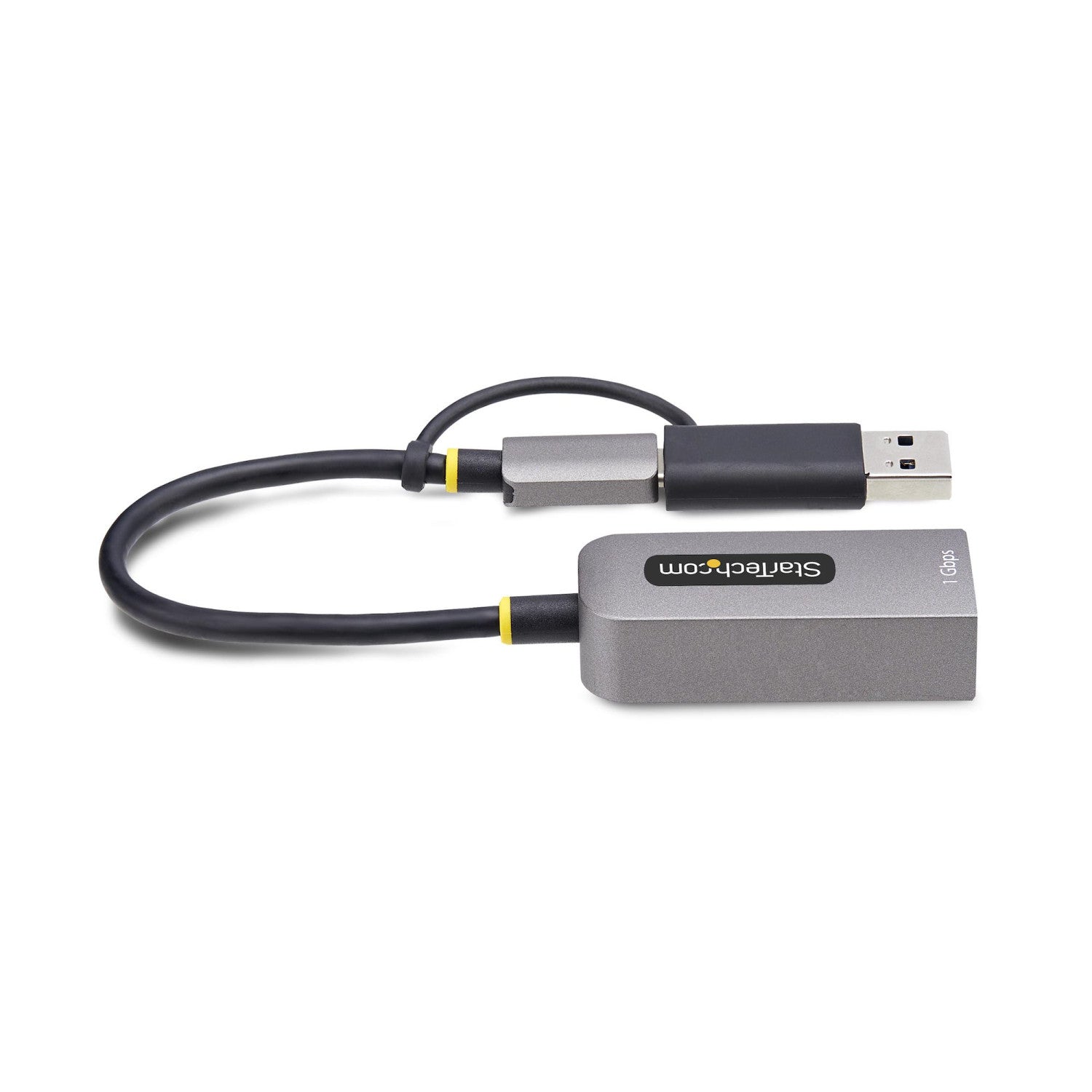StarTech.com Adattatore da USB-C a Ethernet con dongle USB-A, 10/100/1000Mbps, adattatore di rete da USB 3.0 a Gigabit Ethernet, cavo collegato 6in/15cm, adattatore USB GbE