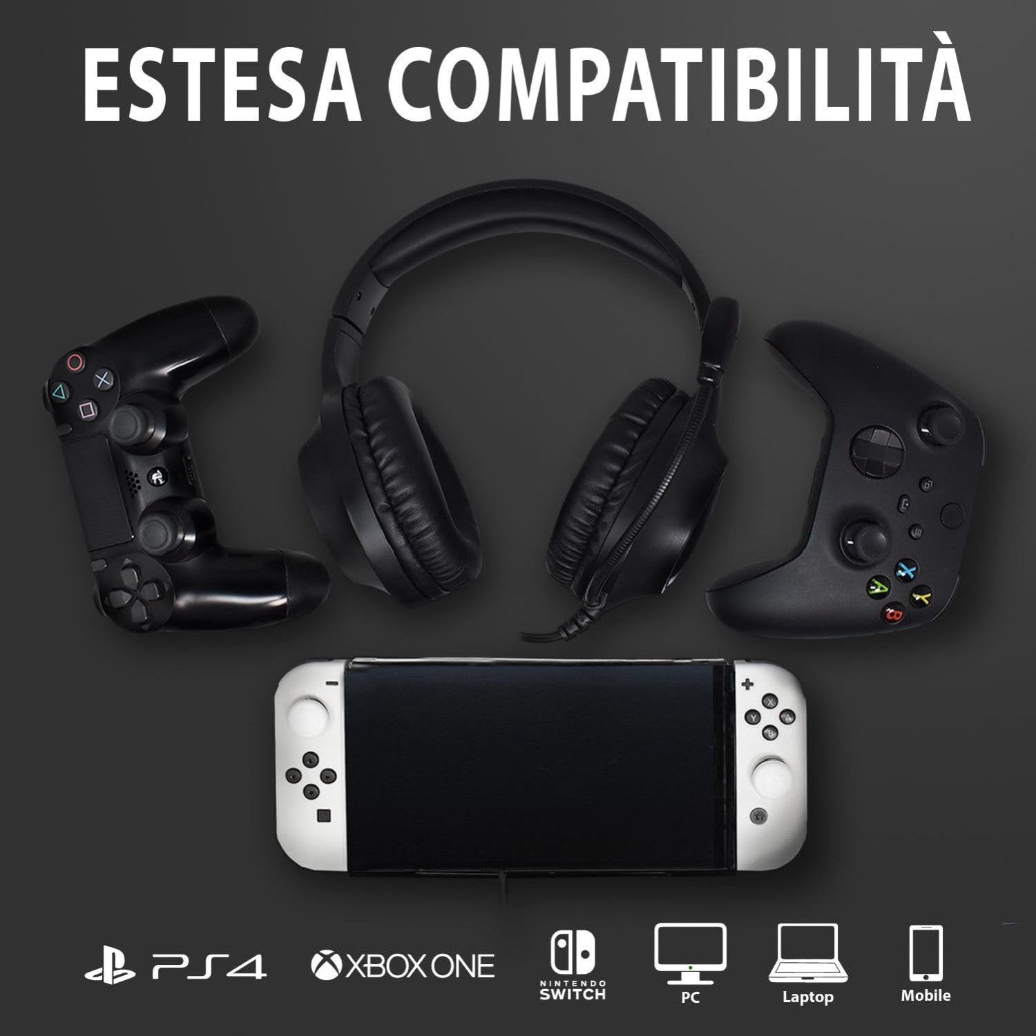 Spyco Słuchawki Gamingowe Impulse HE-121 Przetwornik 50 Mm Mikrofon Dookólny Logo RGB Kompatybilne PC Mac Xbox One PS4 Nintendo Switch Czarne