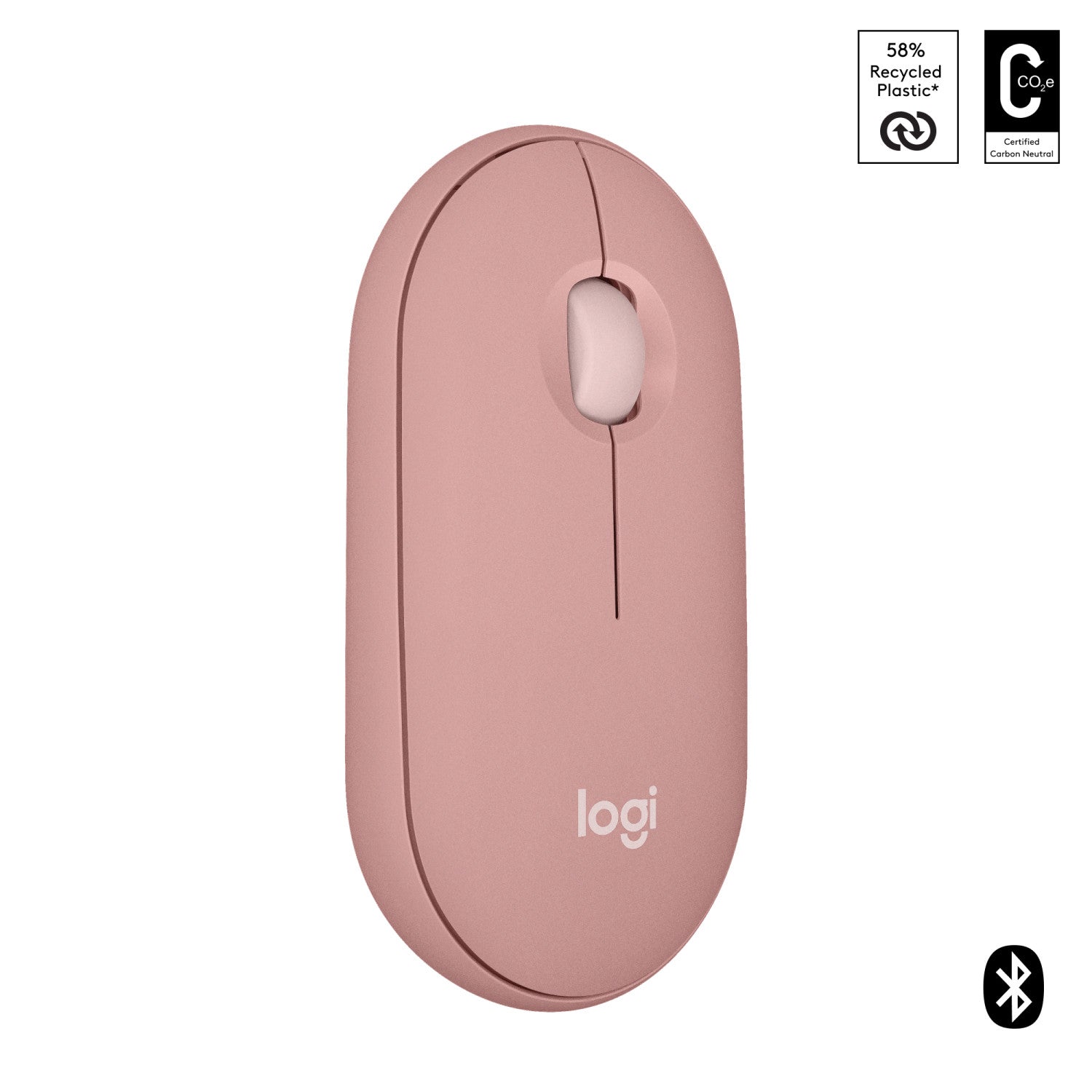 Logitech Pebble 2 M350s Mouse Ambidestro RF Senza Fili Bluetooth Ottico 4000 DPI Rosa