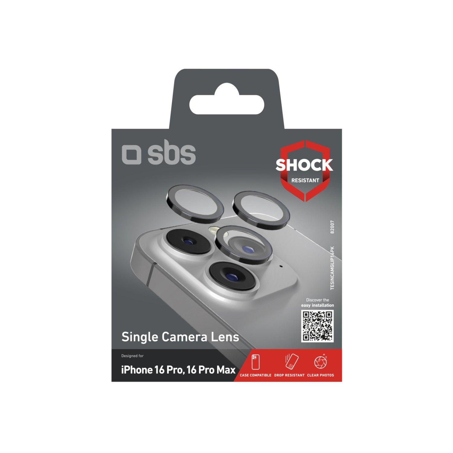 SBS TESINCAMGLIP16PK protezione per lo schermo e il retro dei telefoni cellulari Protezione per obiettivo della fotocamera Apple 1 pz