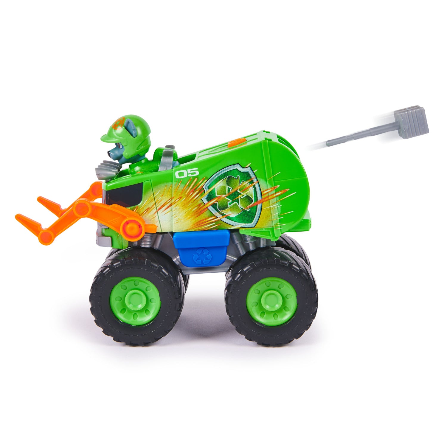 PAW Patrol Rescue Wheels, camion per la raccolta differenziata di Rocky, veicolo giocattolo con lanciamissili e action figure collezionabile, giocattoli per bambini e bambine da 3 anni in su