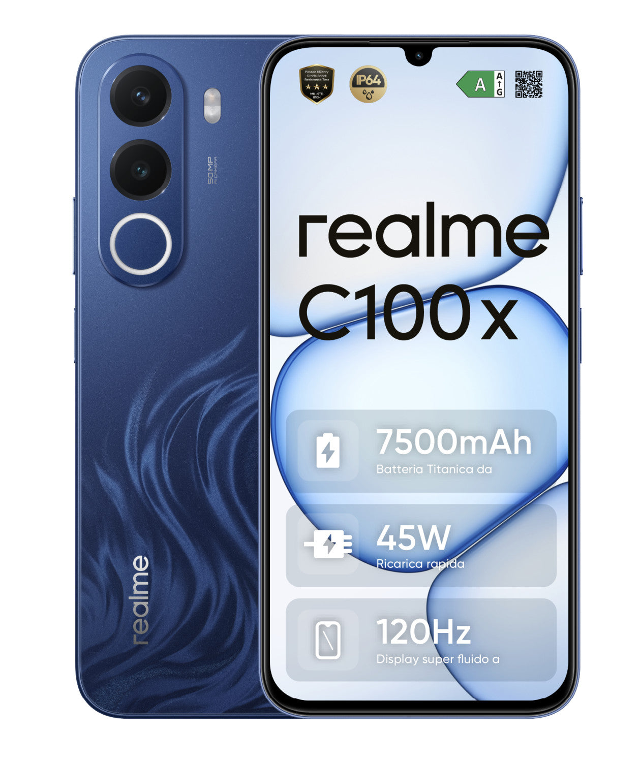 realme C100x 17,3 cm (6.8") Android 16.0 4G USB tipo-C 4 GB 256 GB 7500 mAh Blu