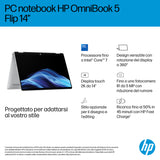 HP OmniBook 5 Flip 2-in-1 Laptop 14-fp0012nlx Intel Core i3 i3-1315U 35,6 cm (14 pollici) Touch screen 2K 8 GB LPDDR5-SDRAM 512 GB SSD Wi-Fi 6 (802.11ax) Windows 11 Home Argento