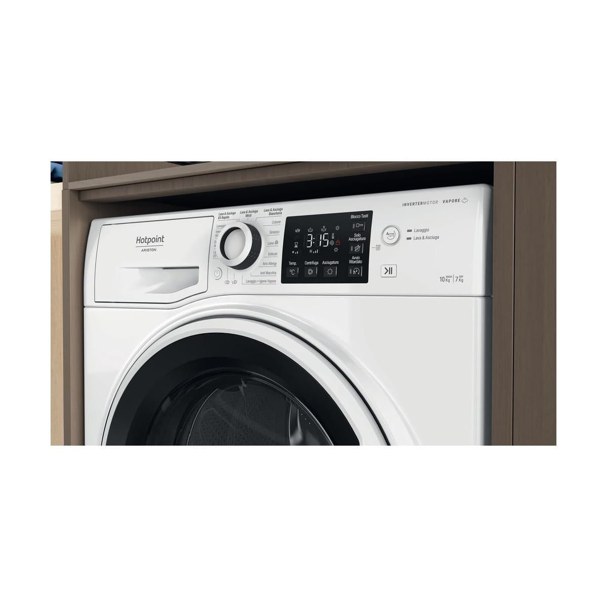 Hotpoint Active NDB 10736 WA IT Lavasciuga Libera Installazione Caricamento Frontale Classe D Bianco