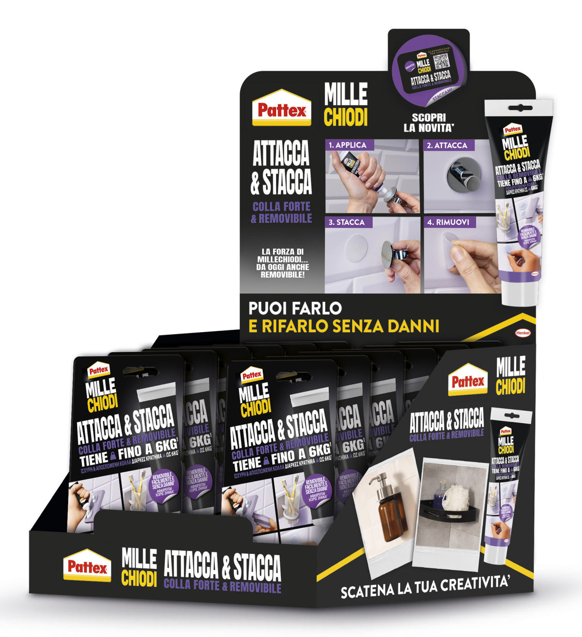 Pattex 3000150 Millechiodi Attacca e Stacca Adesivo collante 44 g