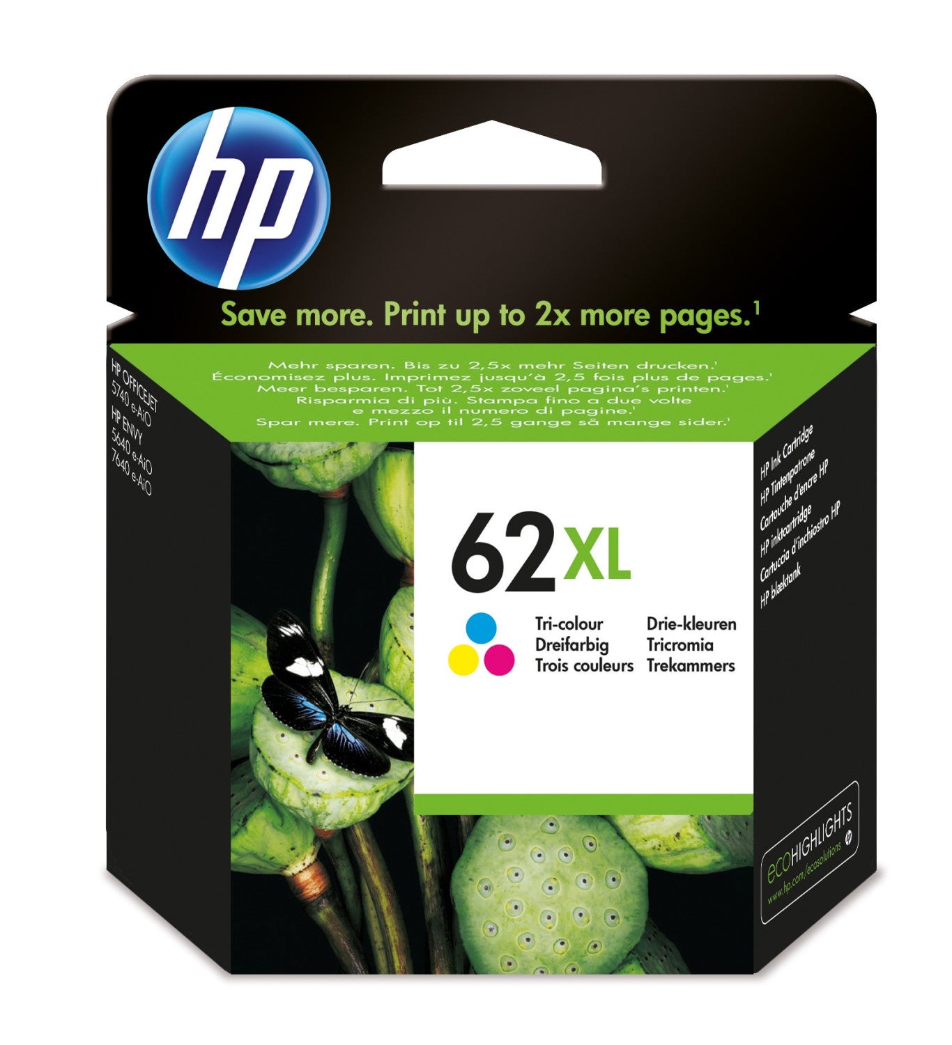 HP 62XL C2P07AE 301 High Yield Tri Color Original Ink Cartridge Cartuccia d'Inchiostro 1 pz Resa Elevata XL Ciano Magenta Giallo