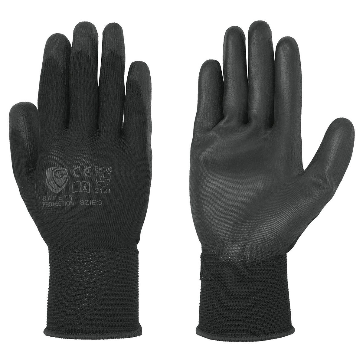 Neri Safety Guanti Da Lavoro 352 A Filo Continuo In Fibre Sintetiche Con Rivestimento Pu Tg7 Confezione 12 Pz