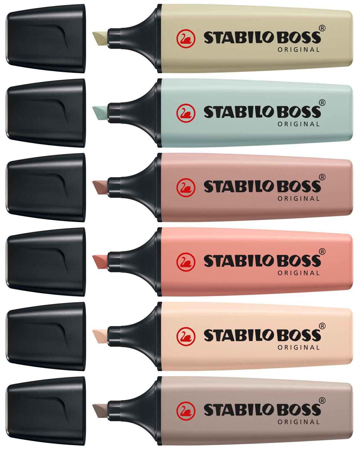 STABILO BOSS NatureColors evidenziatore 6 pz Punta smussata Nero, Bronzo, Marrone, Verde, Grigio, Verde chiaro