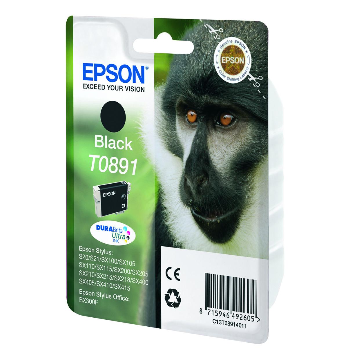 Epson Monkey T0891 cartuccia d'inchiostro 1 pz Originale Nero