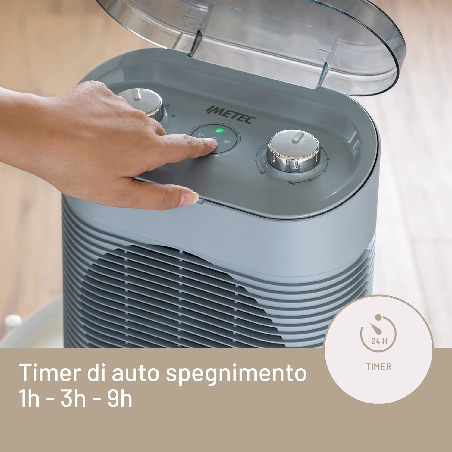 Imetec Termoventilatore Silent Power Protection Silenzioso Timer spegnimento programmabile 2100 W