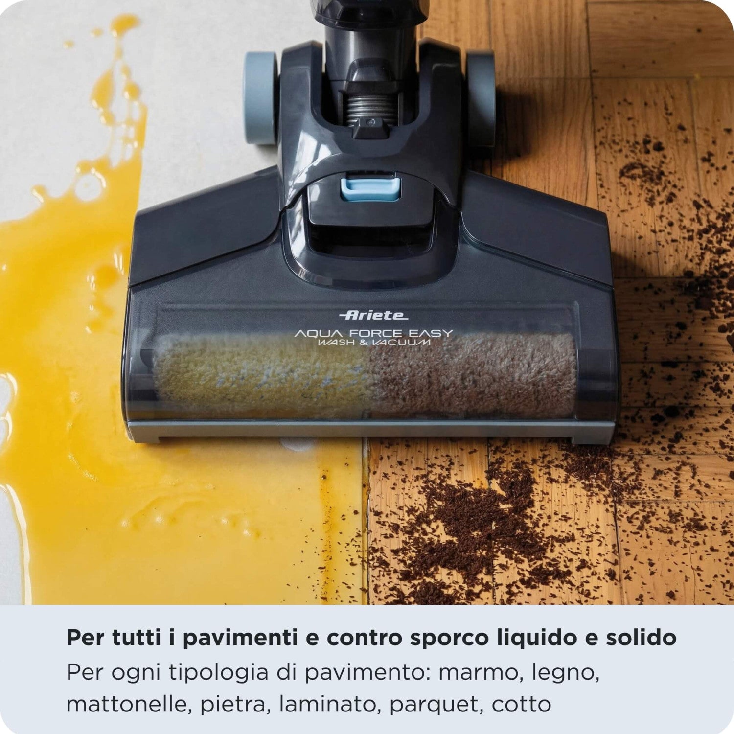 Ariete 2487 Aquaforce Easy Wash Vacuum, Lavapavimenti con filo, 600W, Aspira e lava, Due serbatoi, Funzione autopulizia