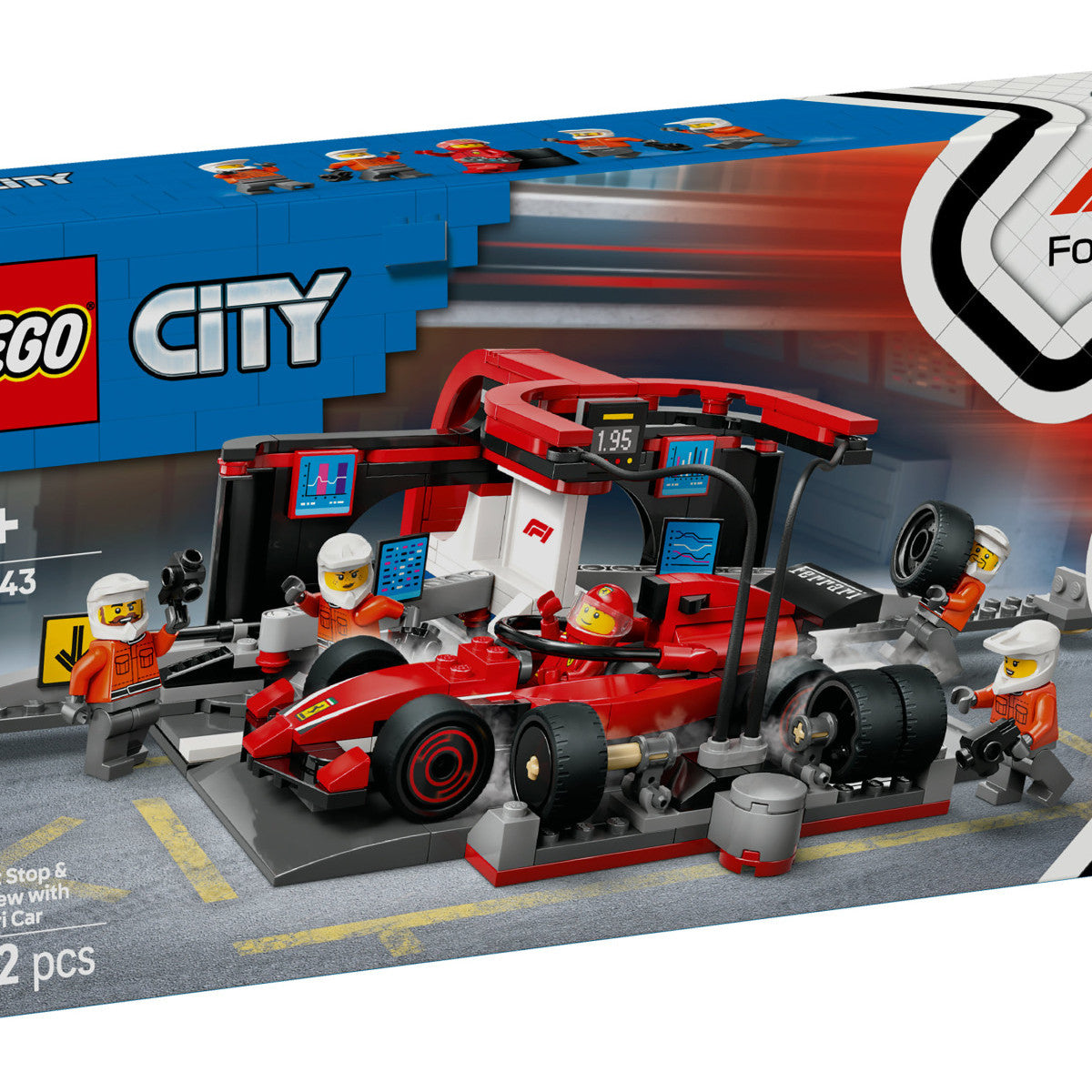 LEGO City 60443 F1 Pit Stop e Meccanici con Ferrari 322 Pezzi 6 Anni