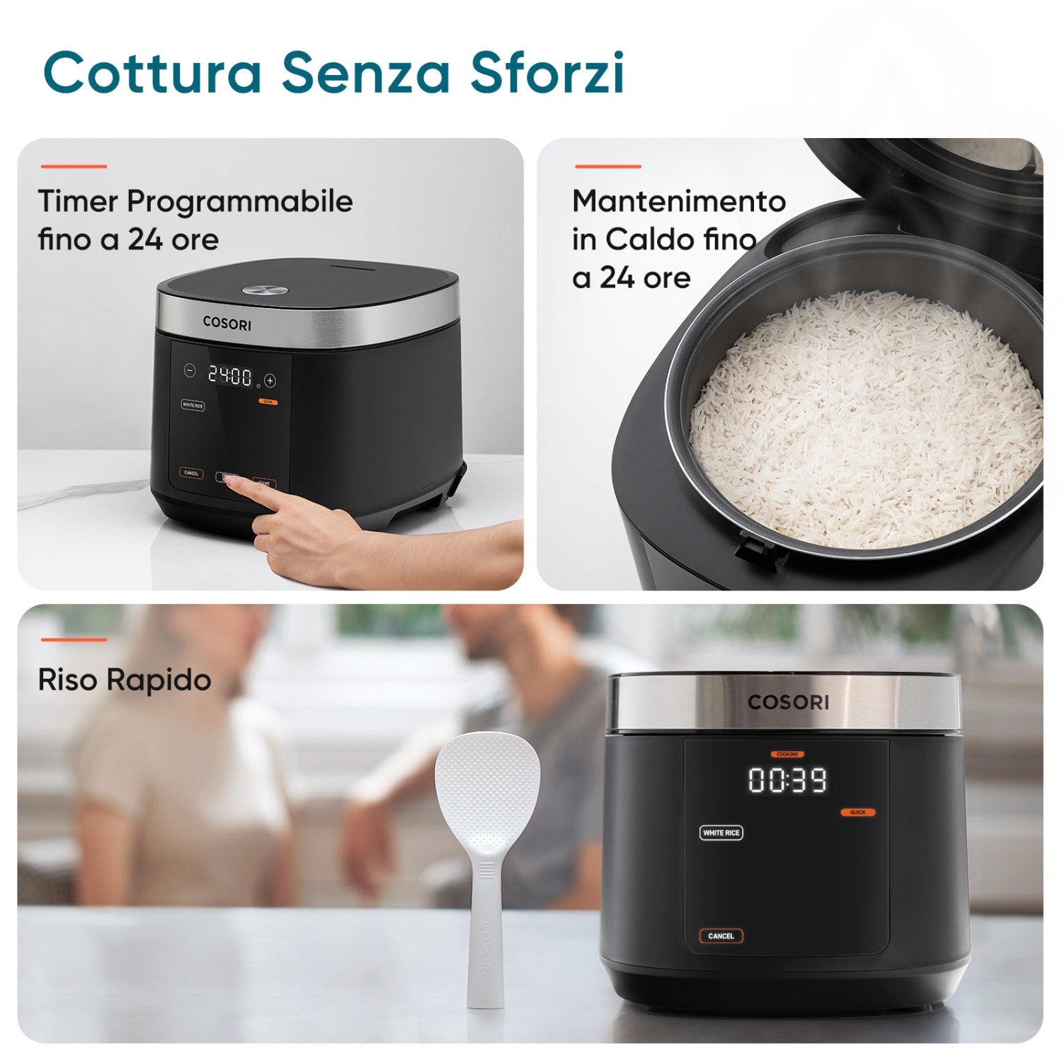 Cosori Cuociriso 5,0 Litri Nero