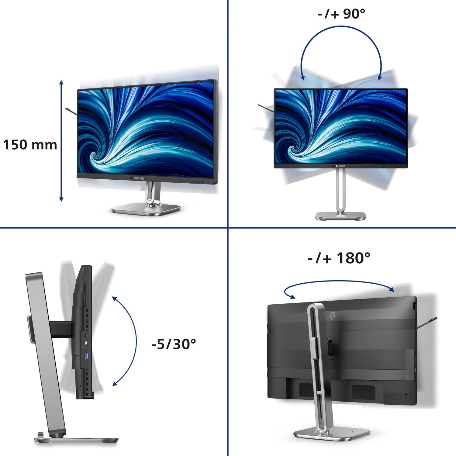 Philips 4000 series 24B2N4200/00 Monitor PC 60,5 cm (23.8") 1920 x 1080 Pixel Full HD LCD Grigio