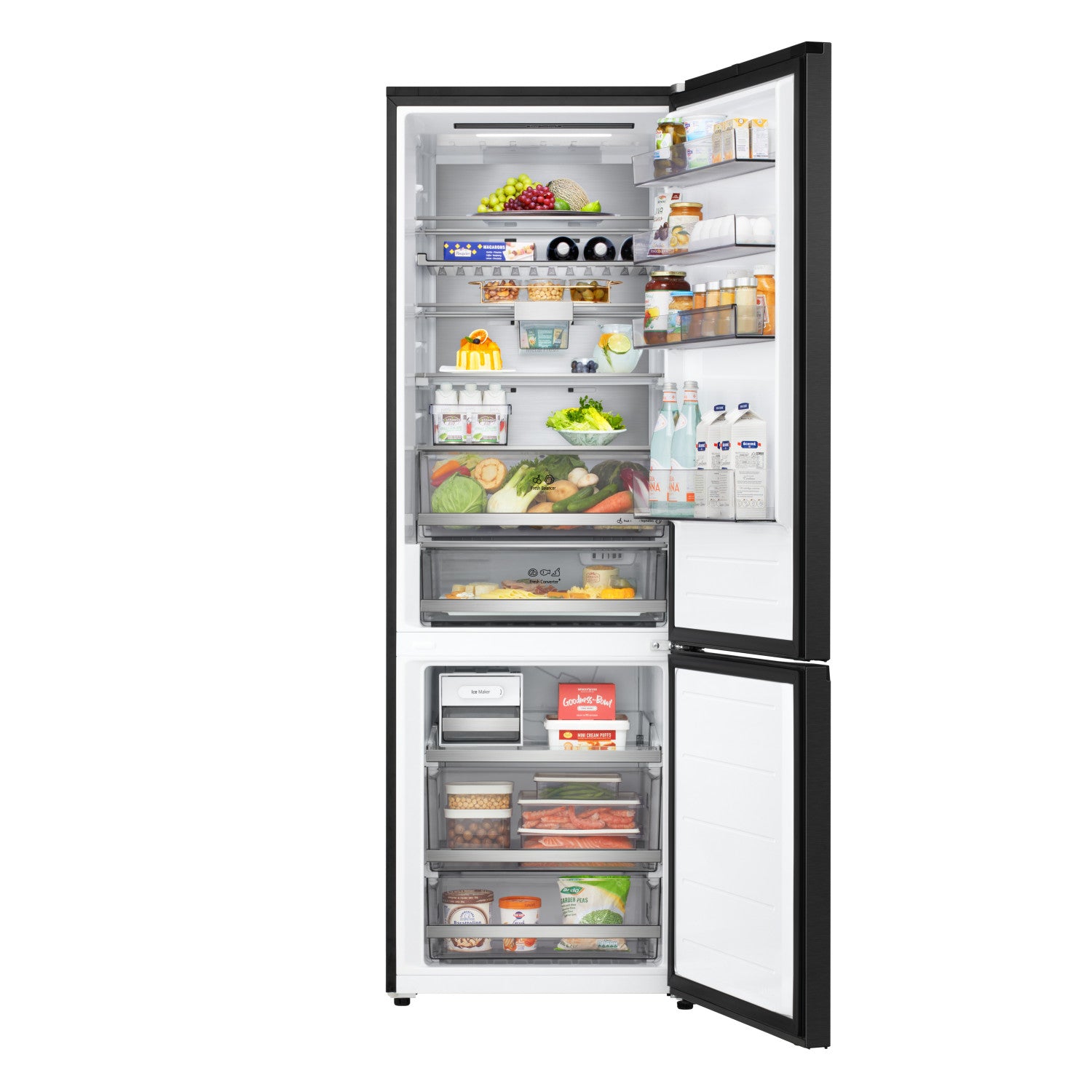 LG GBBW726DEV Frigorifero combinato Fit Max 70cm, Classe D, 465L, AI Fresh, Black Steel