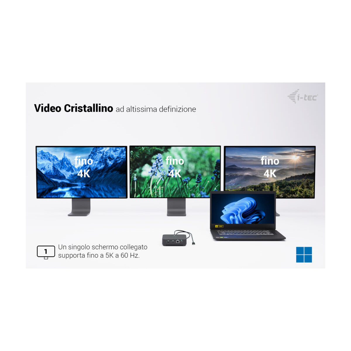 i-tec USB-C DP Dual HDMI Docking Station with Power Delivery 100 W Universal Charger 100W