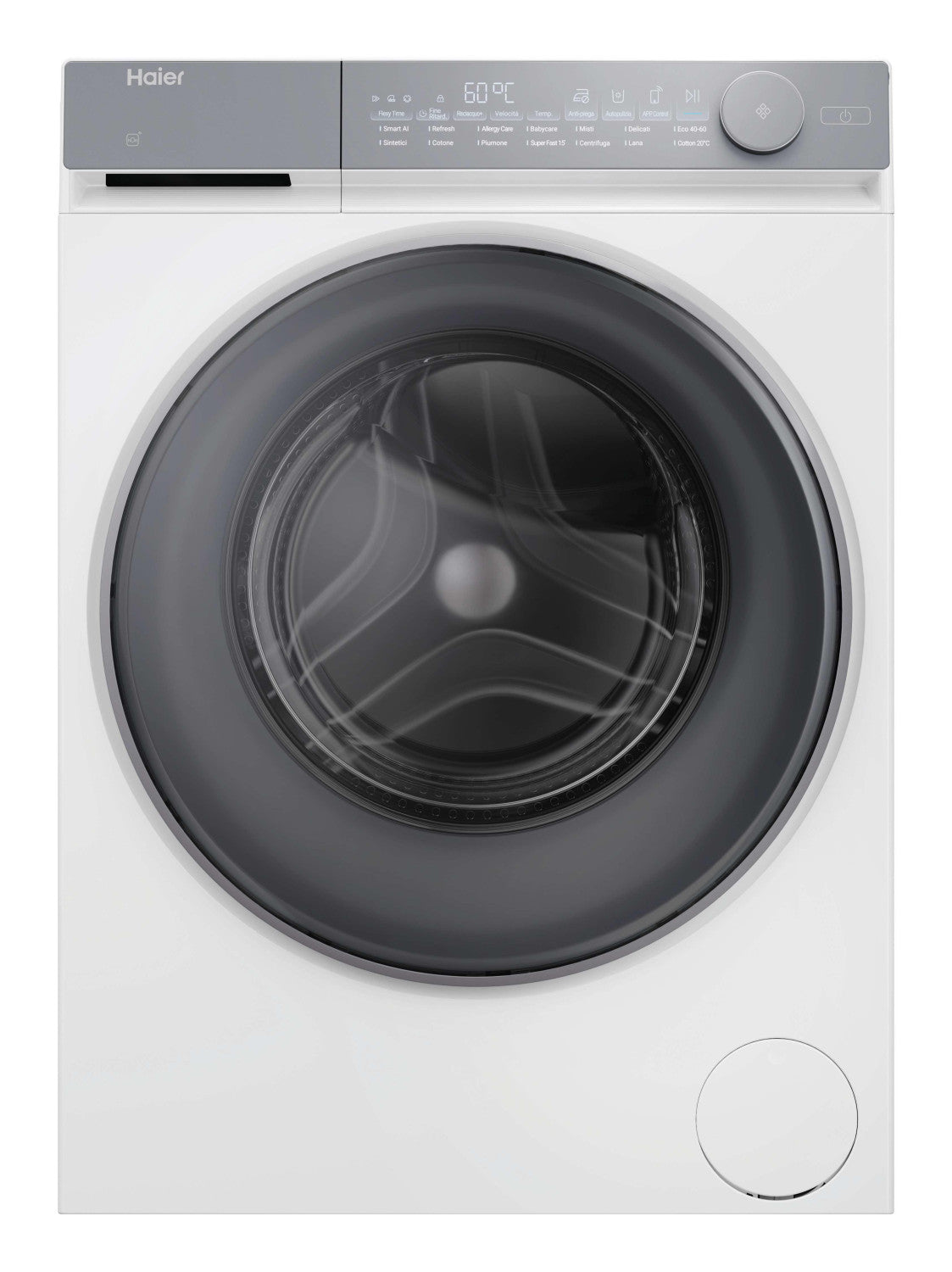 Haier HW90-B14367U1-IT lavatrice Caricamento frontale 9 kg 1400 Giri/min Argento, Bianco