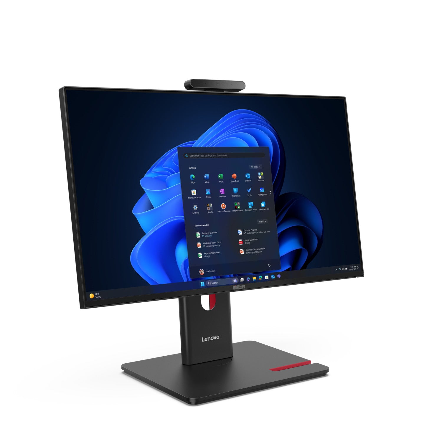 Lenovo ThinkCentre M70a Gen 6 Intel Core Ultra 5 225T 23,8 pollici 1920 x 1080 Pixel PC All-in-one 16 GB DDR5-SDRAM 512 GB SSD Windows 11 Pro Wi-Fi 6E Nero