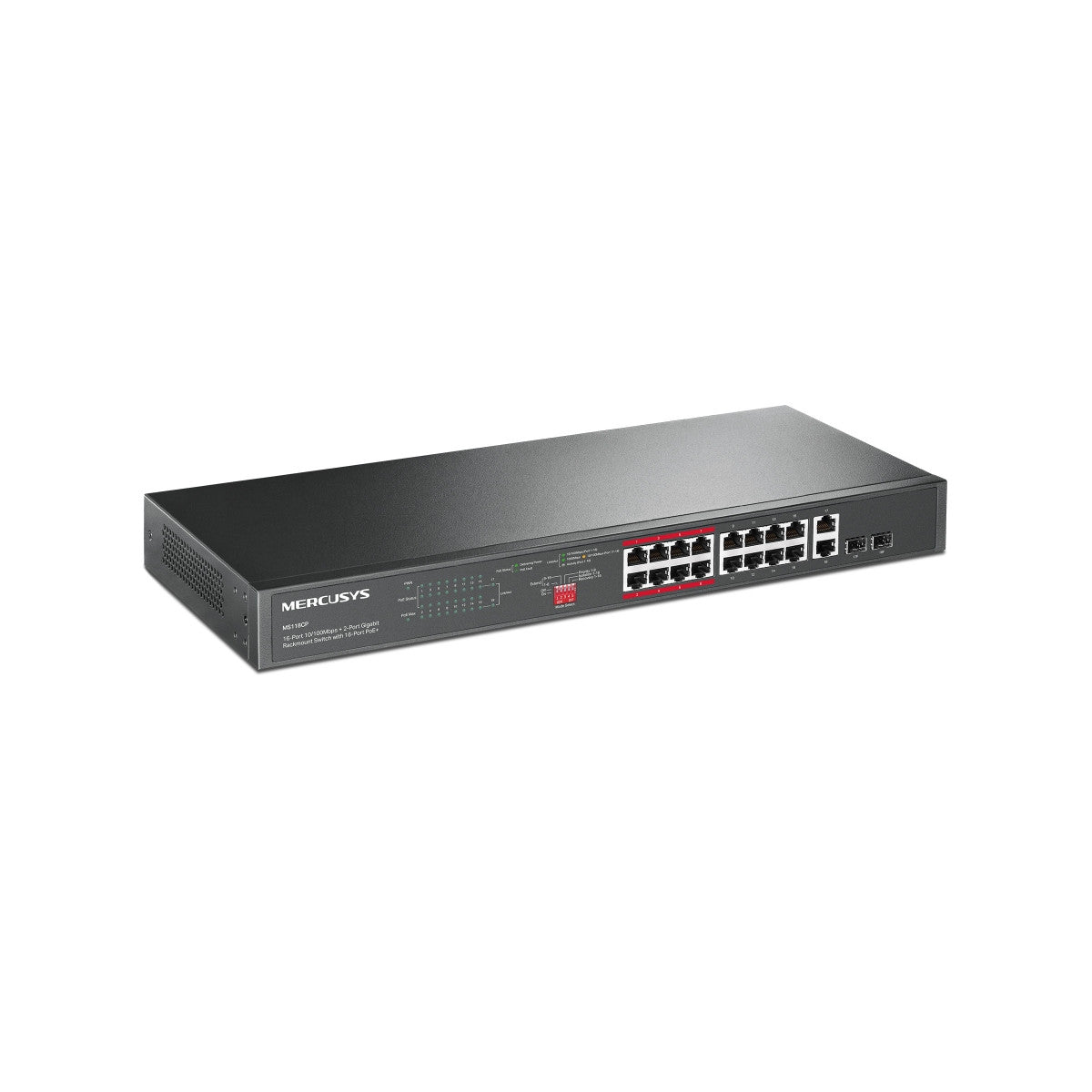 Mercusys 16-PORT 10/100MBPS 2-PORT GB RCK 16-PORT POE Non gestito Fast Ethernet (10/100) Supporto Power over Ethernet (PoE) Nero