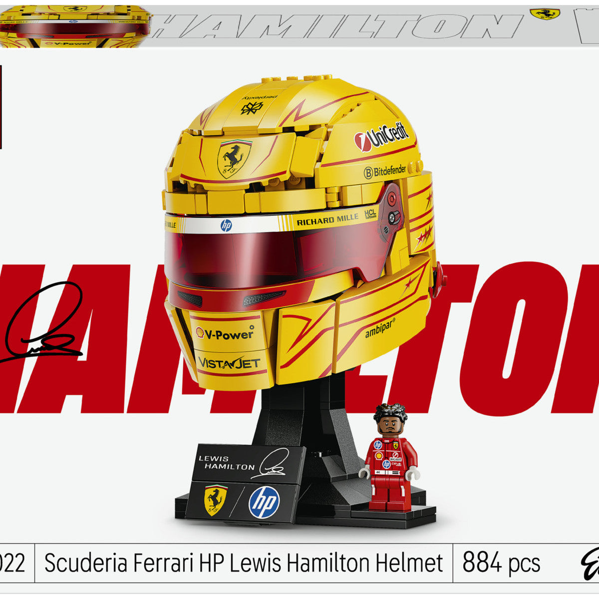 LEGO Editions 43022 Casco Di Lewis Hamilton Scuderia Ferrari HP, Con Minifigure F1 Da Collezione, Regalo Ragazzi E Fan 14