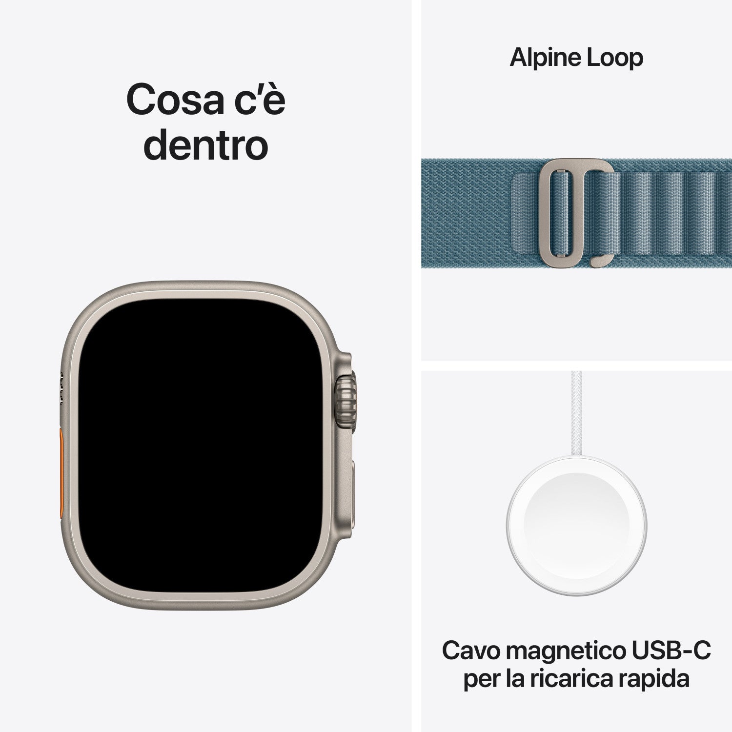 Apple Watch Ultra 3 GPS Cellular 49mm Cassa Titanio con Alpine Loop Blu Chiaro - Medium
