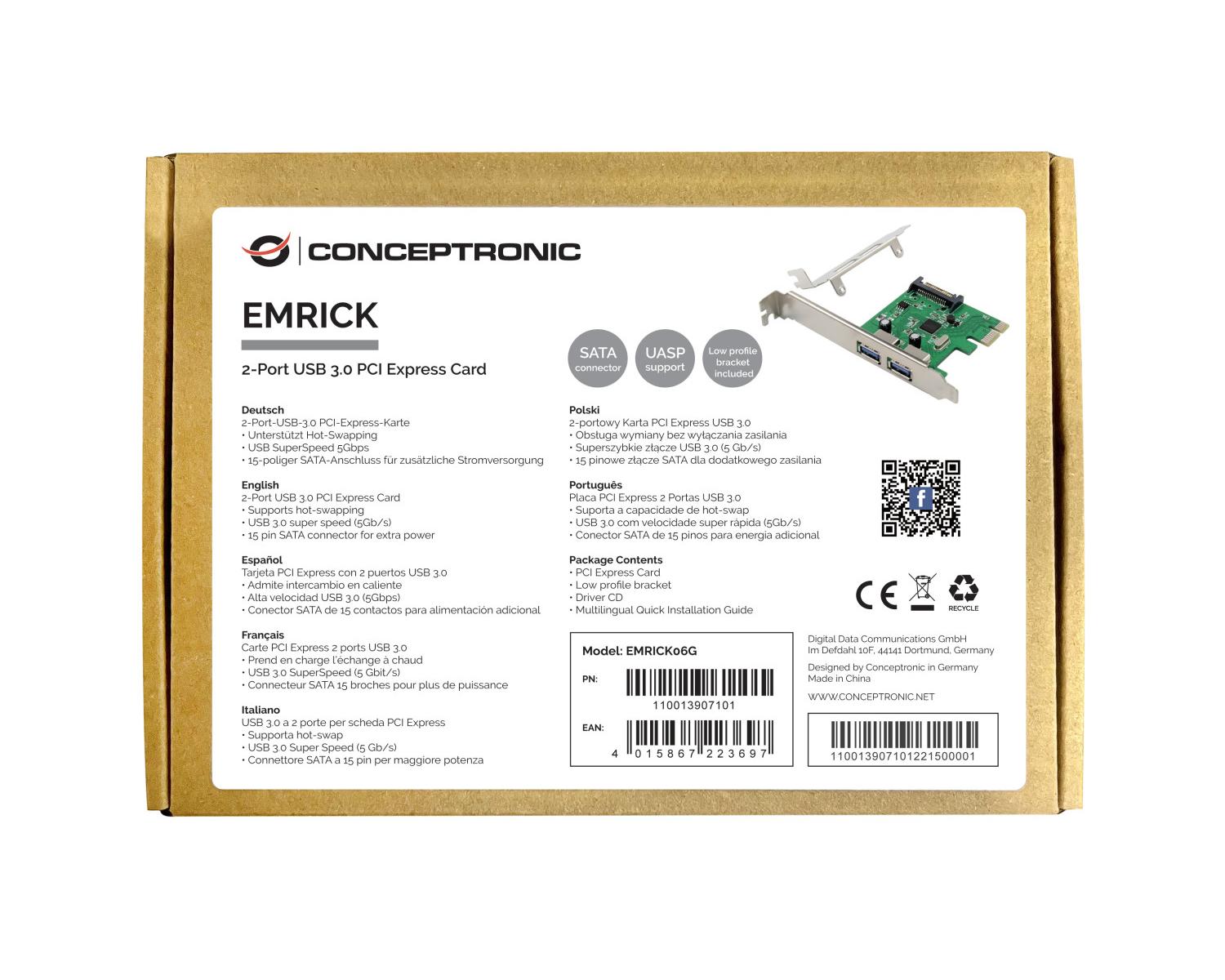 Conceptronic EMRICK06G scheda di interfaccia e adattatore Interno USB 3.2 Gen 1 (3.1 Gen 1)