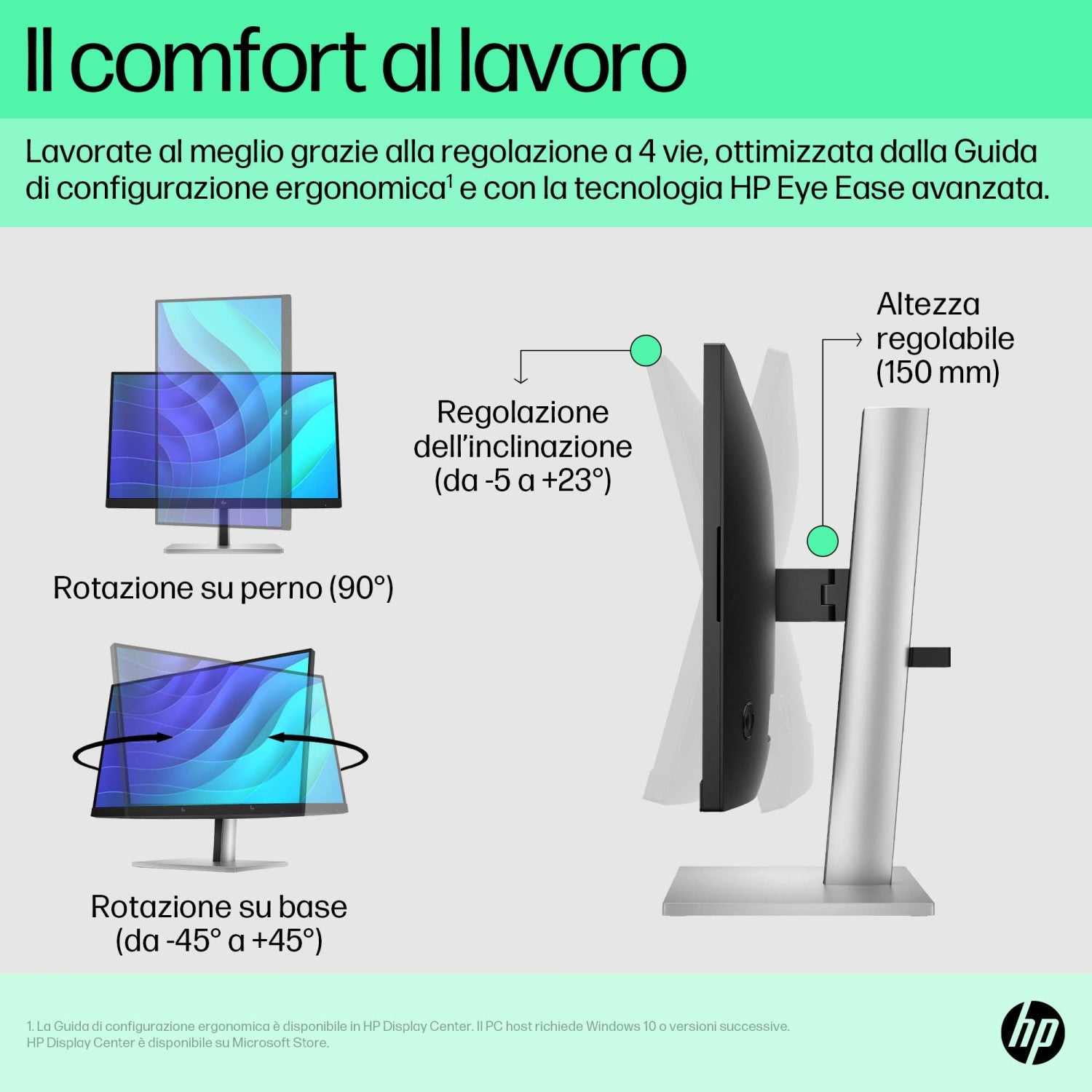 HP E-Series E22 G5 FHD Monitor Monitor PC 54,6 cm (21.5pollici) 1920 x 1080 Pixel Full HD LED Nero, Argento