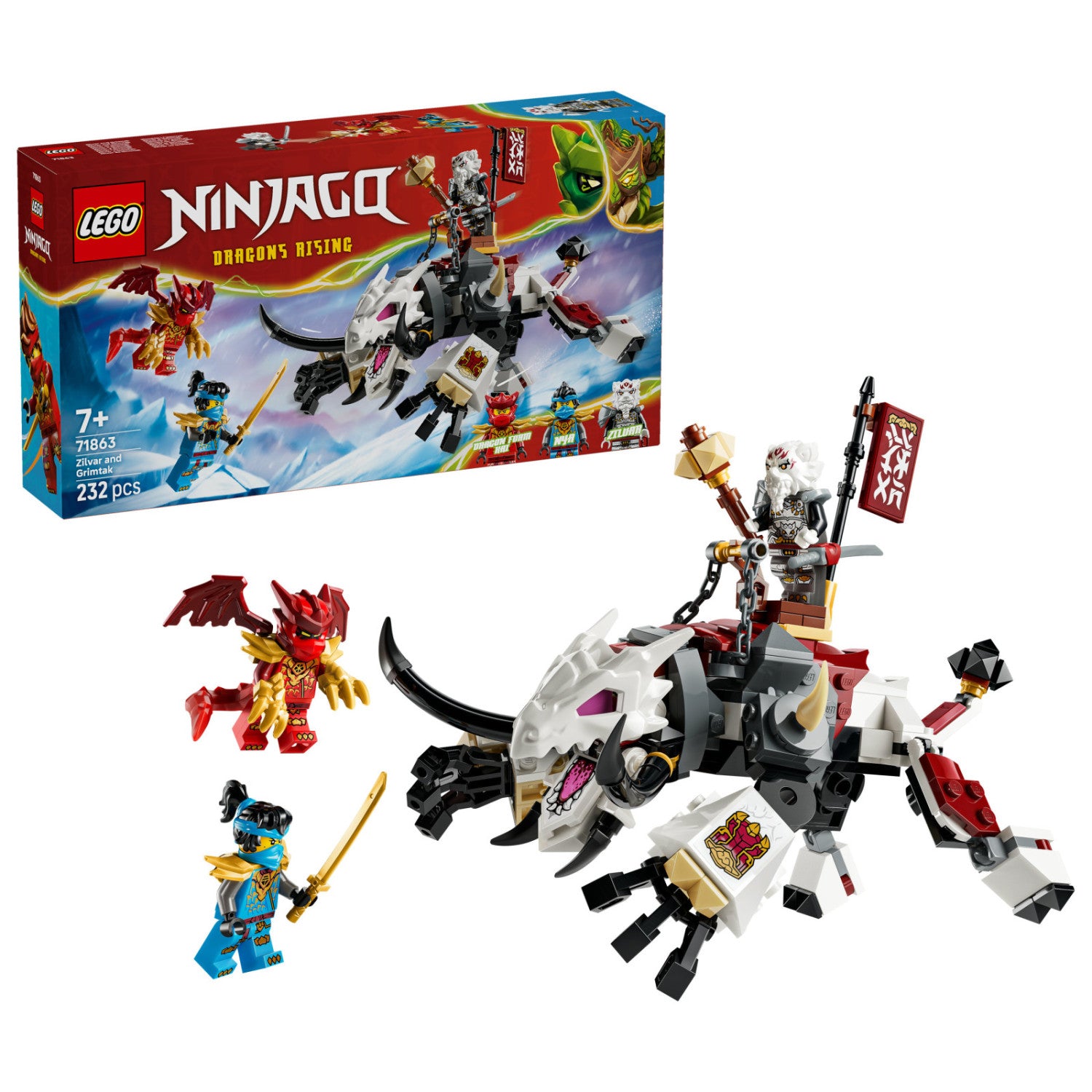 LEGO Ninjago 71863 Zilvar e Grimtak la Bestia Drago, Set da Costruzione con Action Figure e 3 Minifigure, 232 Pezzi, per Bambini 7