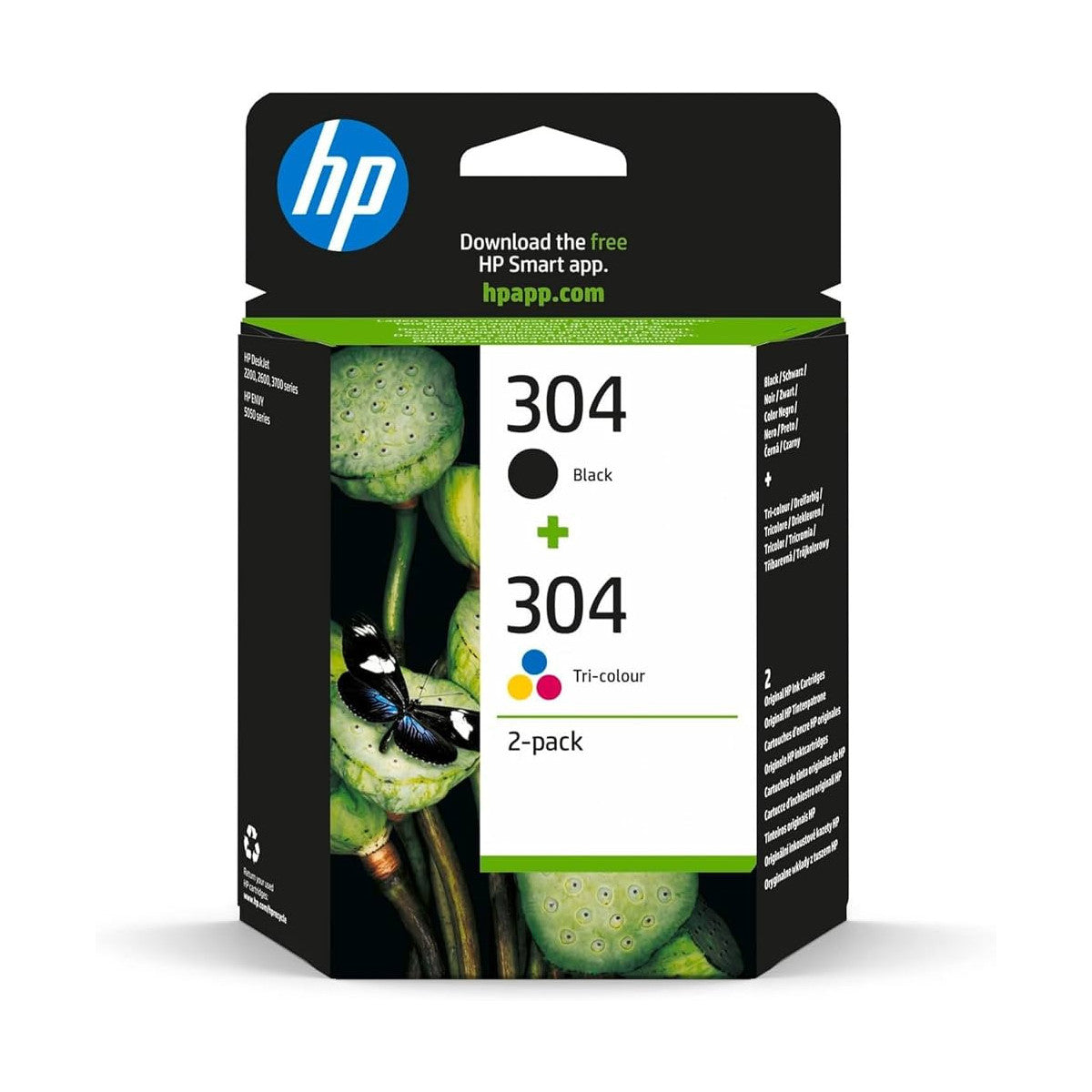 HP Cartuccia d'Inchiostro 302 e 304 Nero e Tricolore 2-Pack B82L1AE