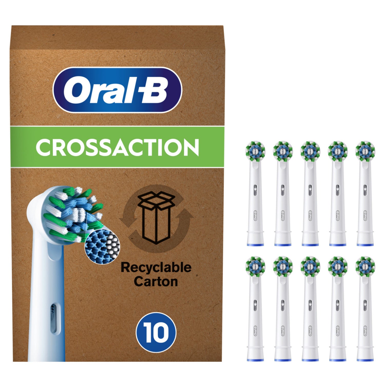 Oral-B Pro Cross Action Testine Di Ricambio Per Spazzolino Elettrico - Bianco - 10 Pezzi