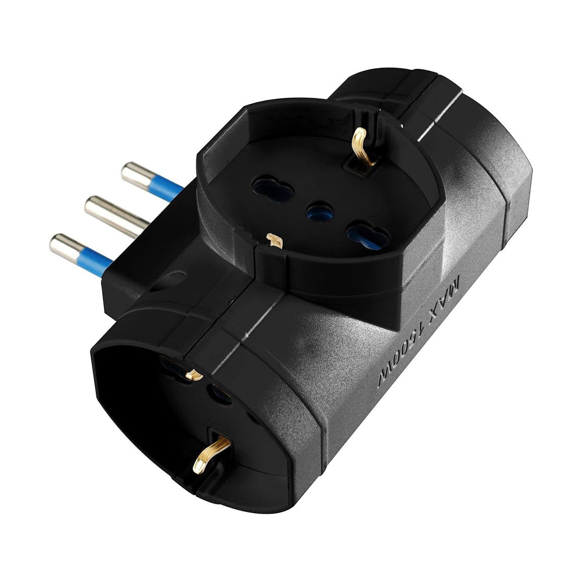Polypool Adattatore Pluristandard Triplo Con Spina 16A 2P T Nero