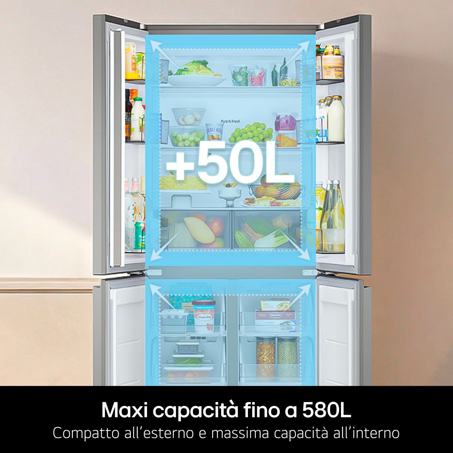 LG InstaView GMVW50DDMB Frigorifero French Door Multidoor Classe D Metal Sorbet