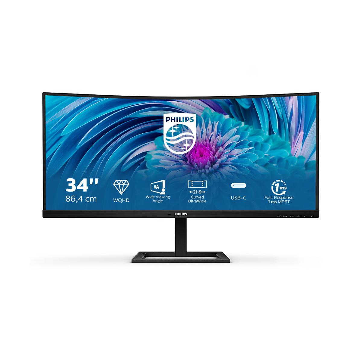 Philips E Line 346E2CUAE/00 Monitor PC 86,4 cm (34pollici) 3440 x 1440 Pixel Wide Quad HD LCD Nero