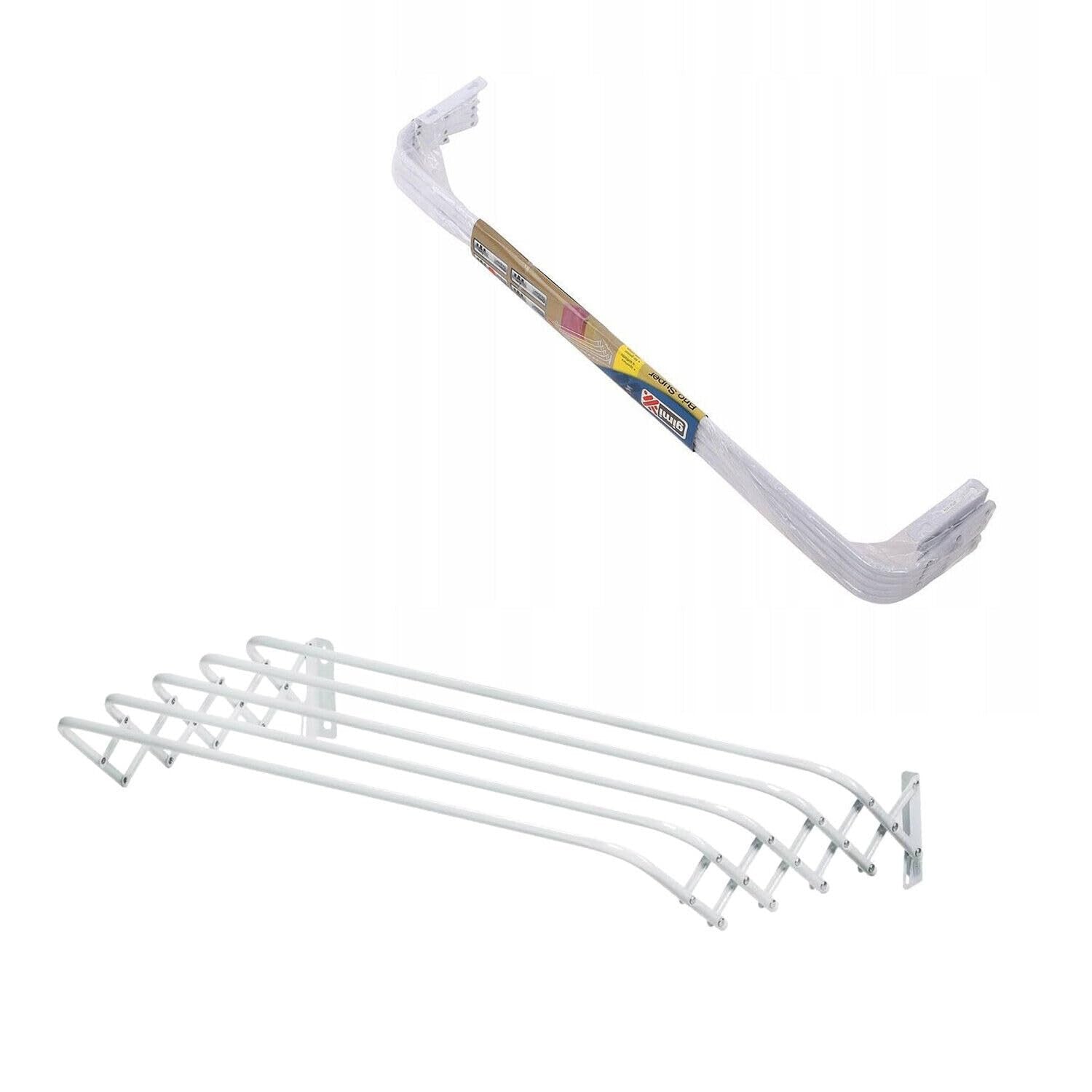 Gimi Stendibiancheria Da Parete Brio Super 80, Acciaio, 80x43 Cm, 4 M Di Stenditura