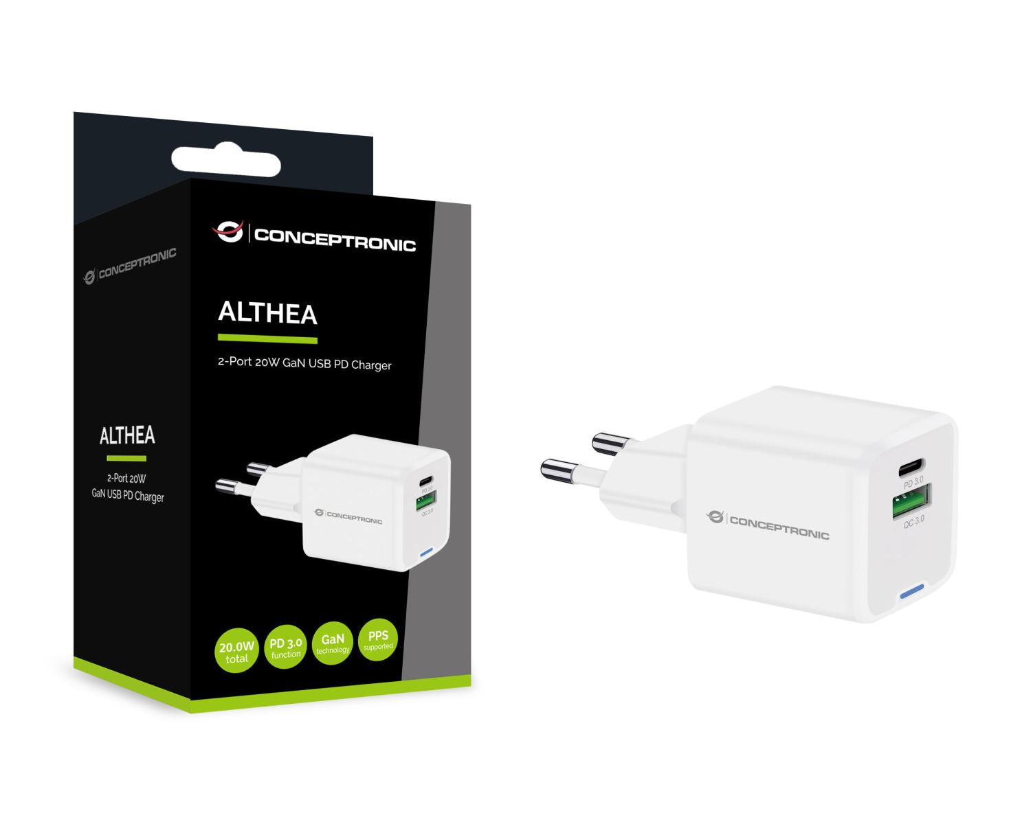 Conceptronic ALTHEA15W Caricabatterie per dispositivi mobili Universale Bianco AC Ricarica rapida Interno