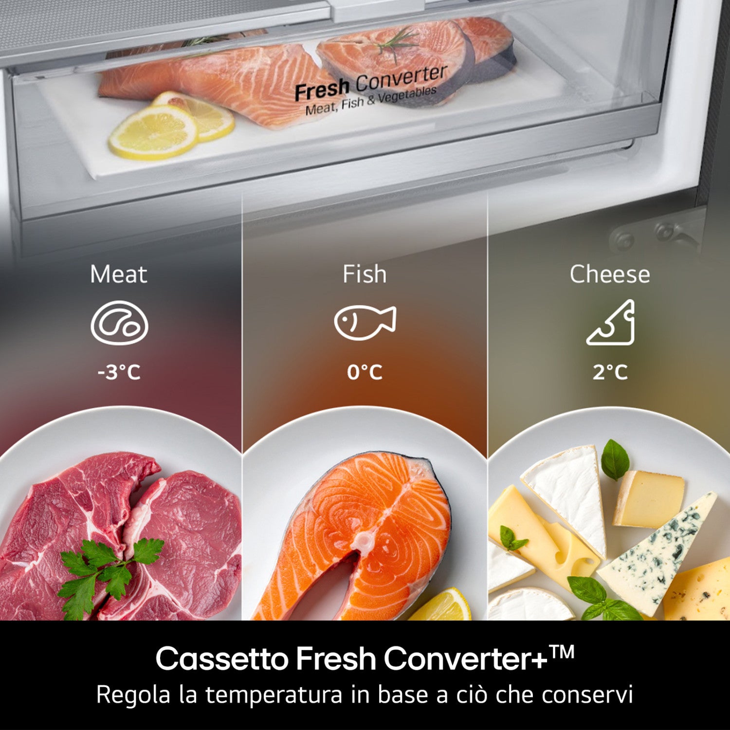 LG GBBW726CMB Frigorifero combinato Fit Max 70cm, Classe C, 465L, AI Fresh,Wi-Fi, Metal Fresh, Door Cooling, Metal Sorbet