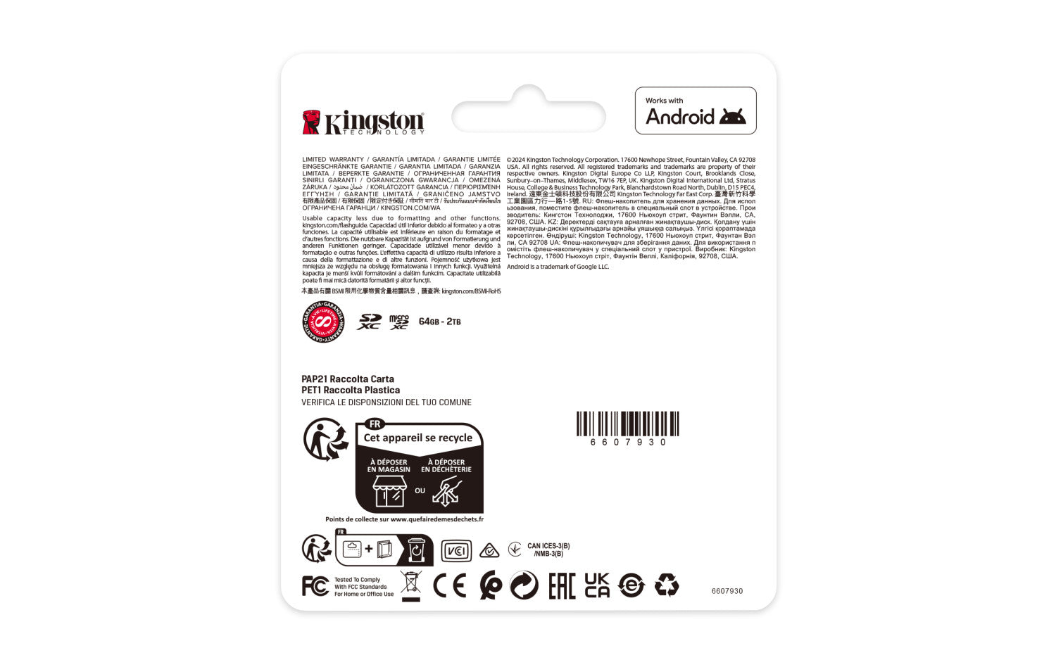 Kingston Technology 64GB microSDXC Canvas Select Plus Gen3 100MB/s A1 (Adattatore SD incluso)