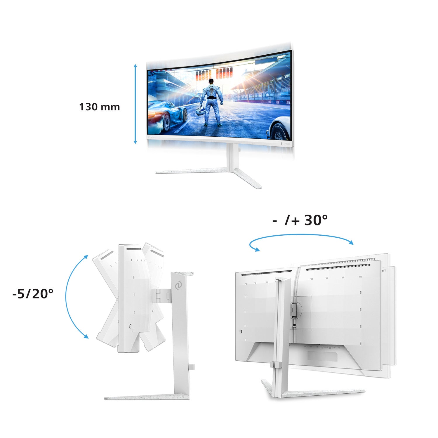 Philips 34M2C5601QA/00 Monitor PC 86,4 cm (34") 3440 x 1440 Pixel Bianco