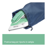 Imetec Nuvola, Ferro da Stiro da Viaggio a Vapore, Piastra in Acciaio Inox, 1000 W, Manico pieghevole, Custodia da Viaggio, Doppio Voltaggio