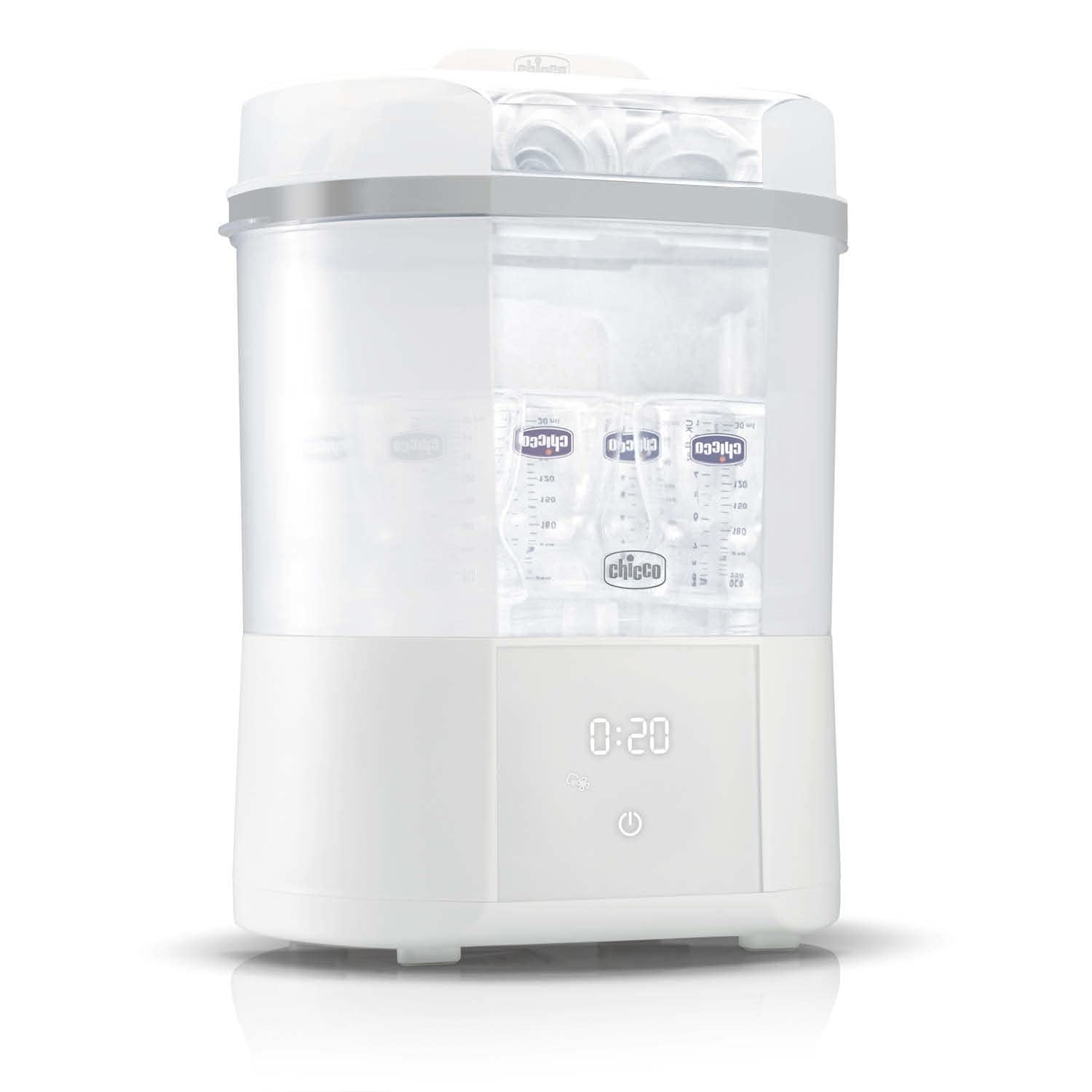 Chicco Sterilizzatore Con Asciugatura Per Biberon, Tiralatte E Ciucci, Fino A 6 Biberon Da 330 Ml, 2 Configurazioni, Vapore Naturale, Bianco