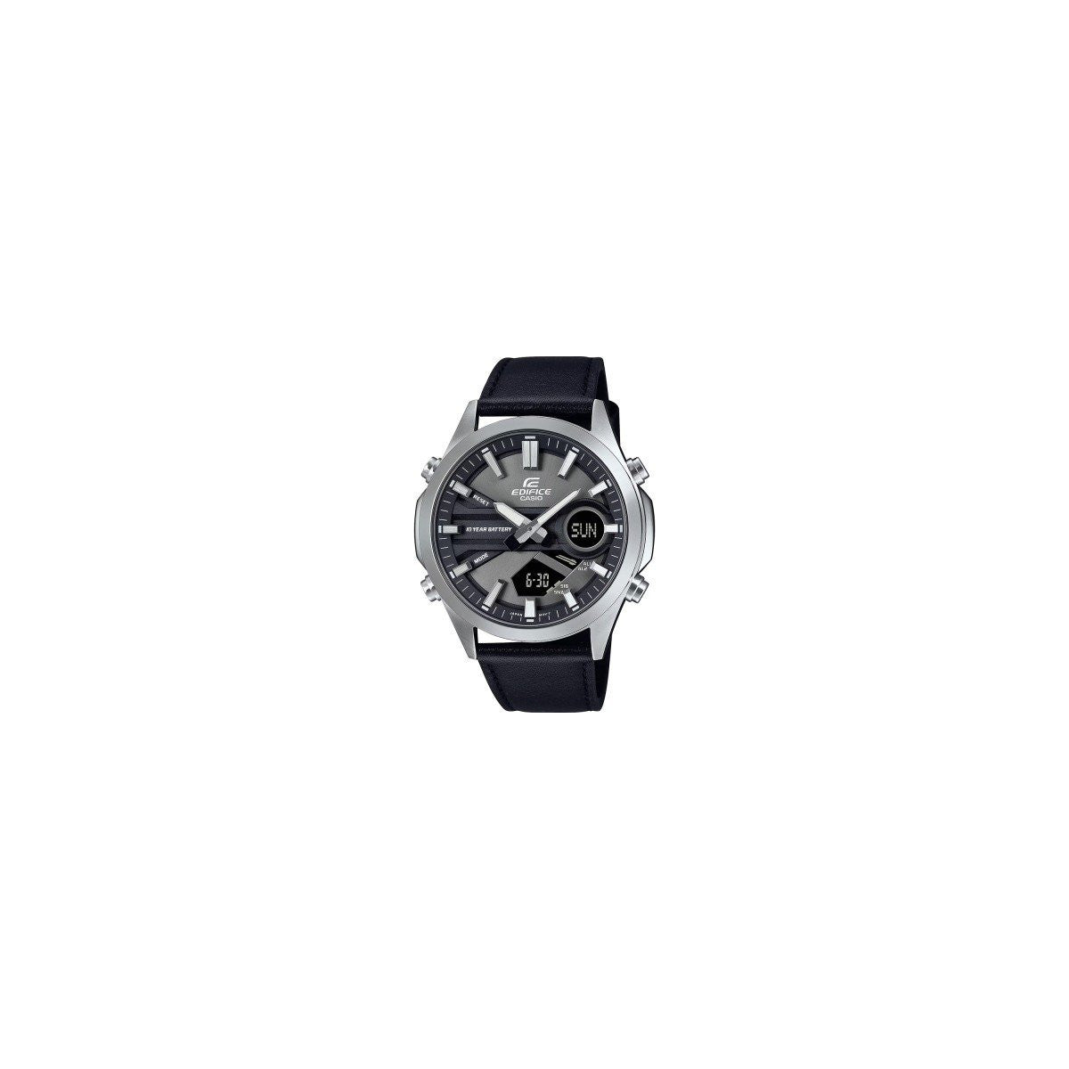 Casio Edifice Orologio Uomo EFV-C120L-8AEF Ana-Digi Cronografo Quarzo Cassa 46.9mm Acciaio Cinturino Pelle Nero 10 Bar