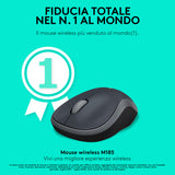 Logitech 910 002235 Mouse Wireless Ottico M185 Grigio Nero