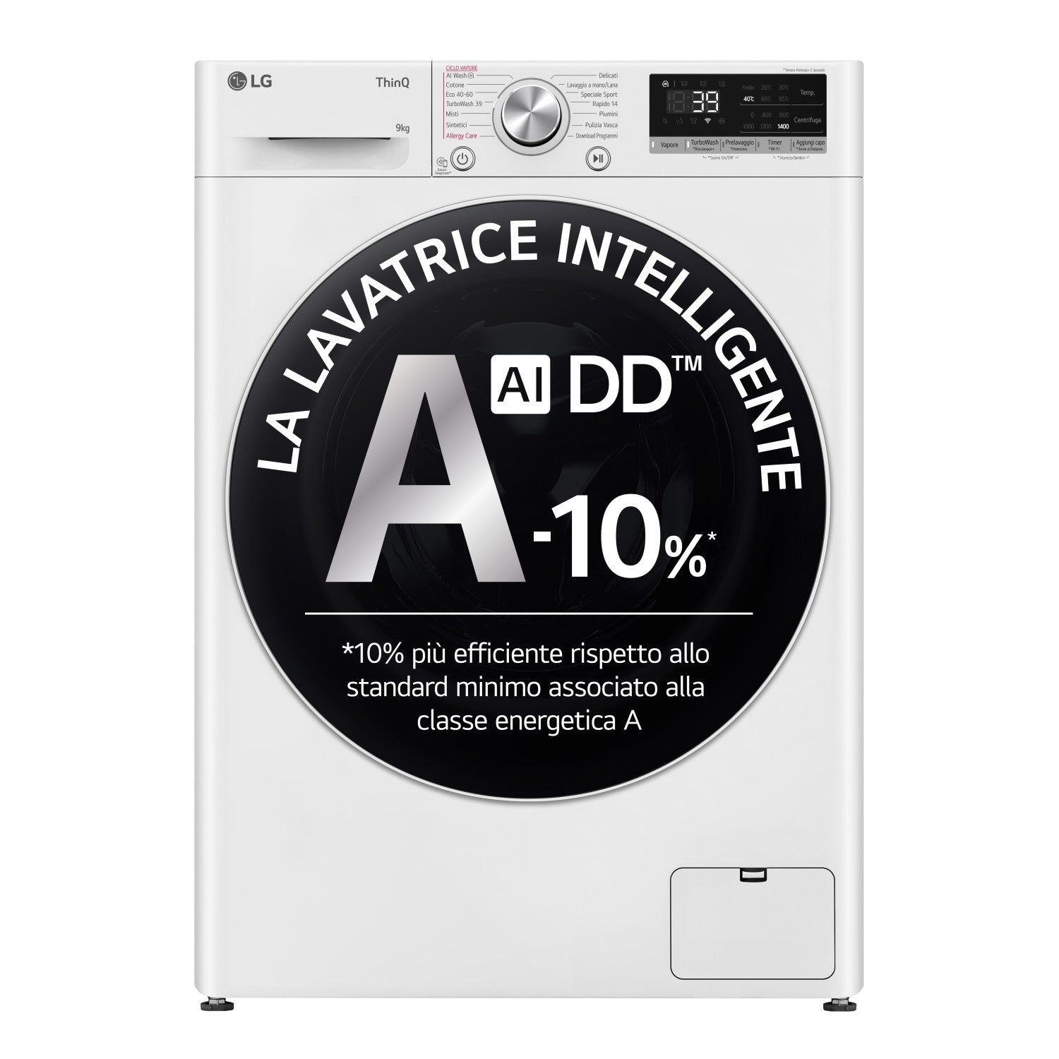 LG F4R709TAIDD Lavatrice 9kg AI DD, Classe A-10 , 1400 giri, Vapore, Wi-Fi