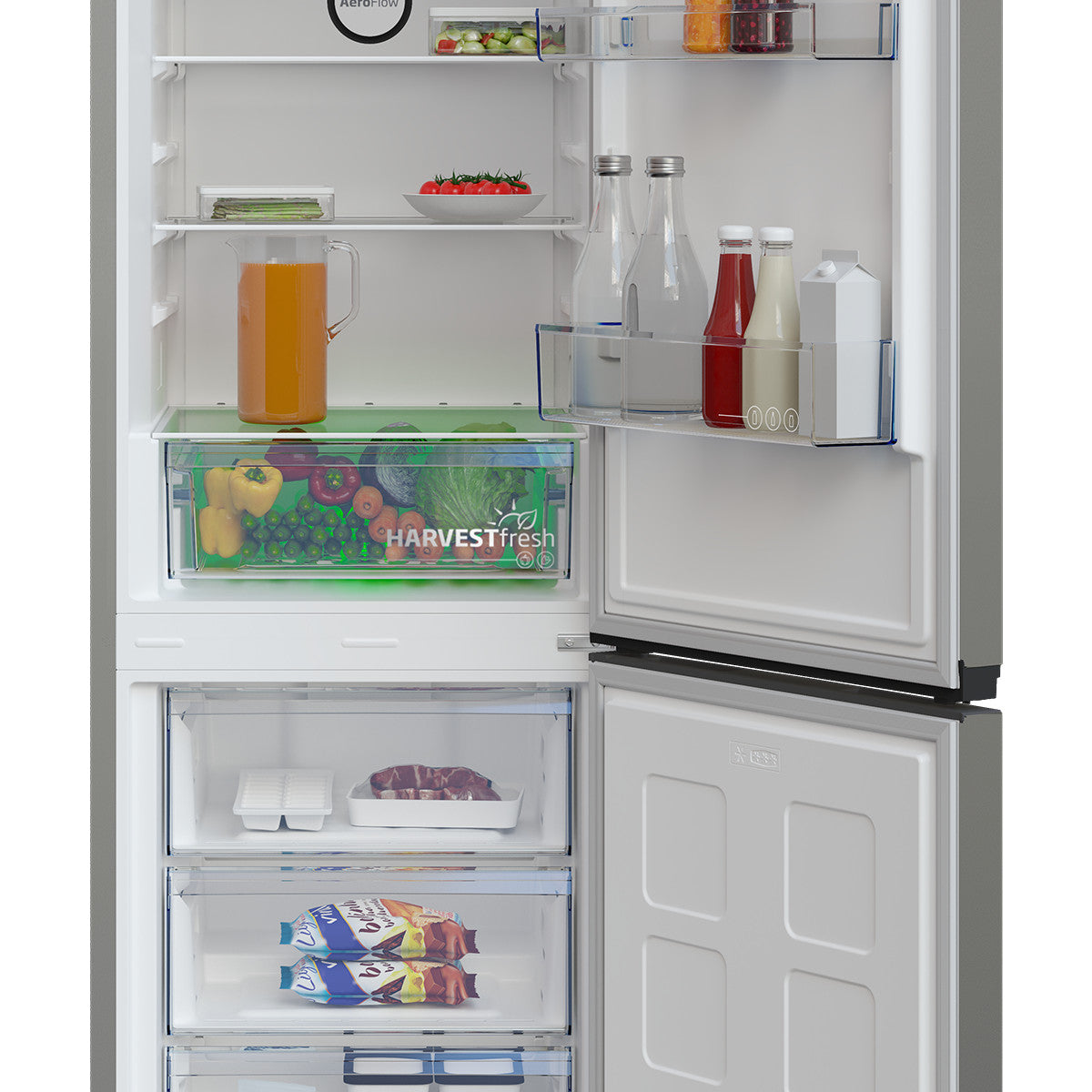 Beko B5RCNA345HG2 frigorifero con congelatore Libera installazione 301 L D Grigio, Metallico