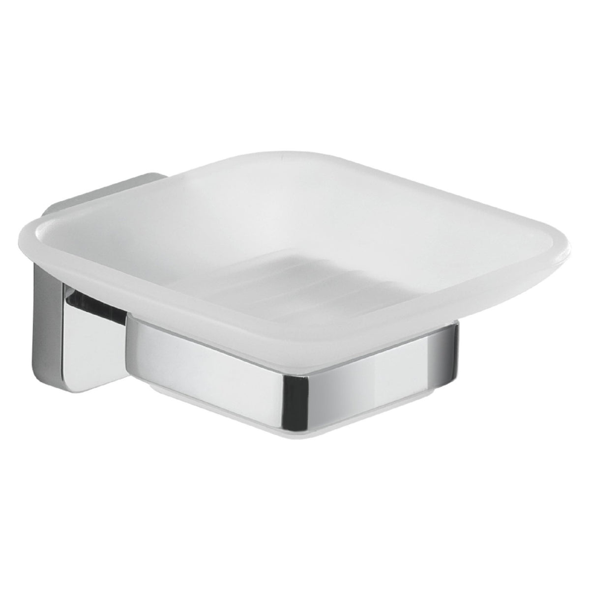 Gedy Portasapone Da Parete Tonga In Acciaio Inox E Vetro Satinato Cromato 10,3x11,6x5 Cm