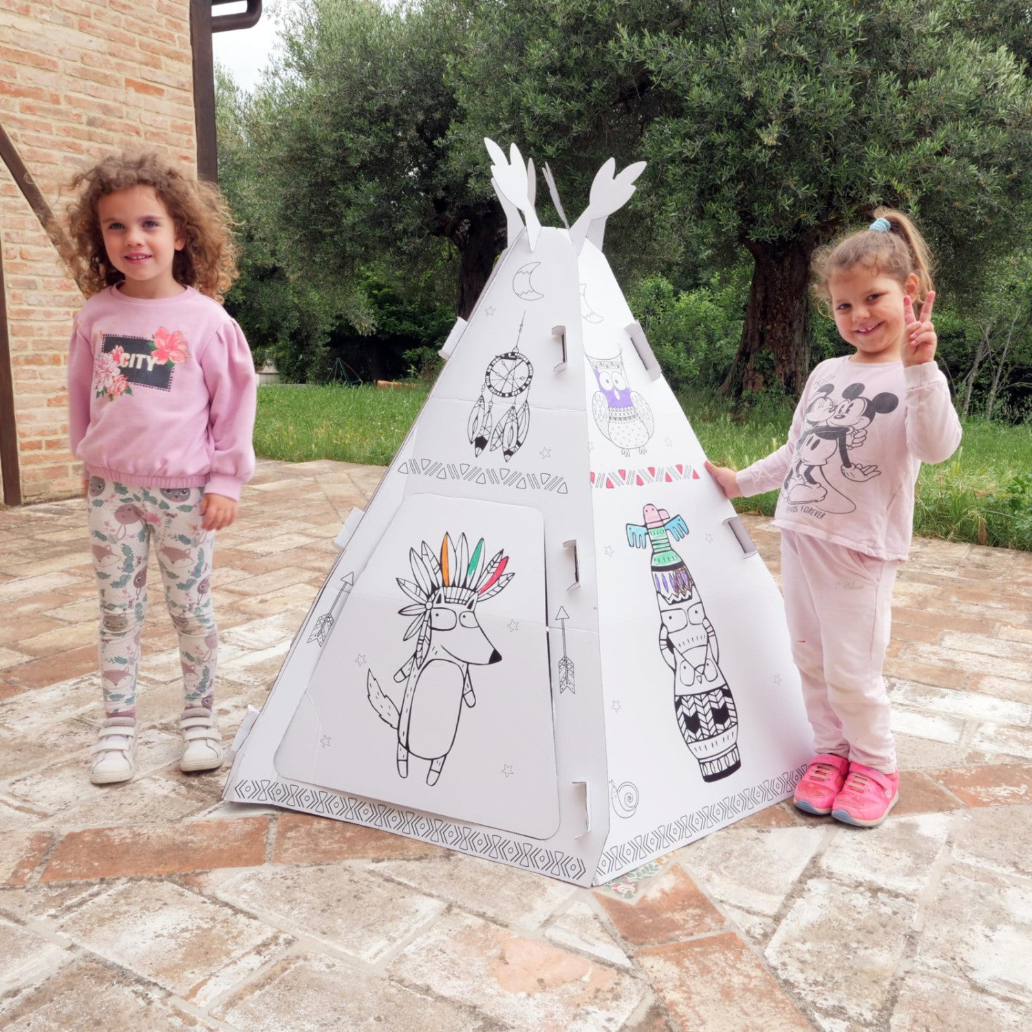 Biemme Tenda Giocattolo Colorabile Paper Tipì Tent in Cartone Riciclabile 126x122x141 cm