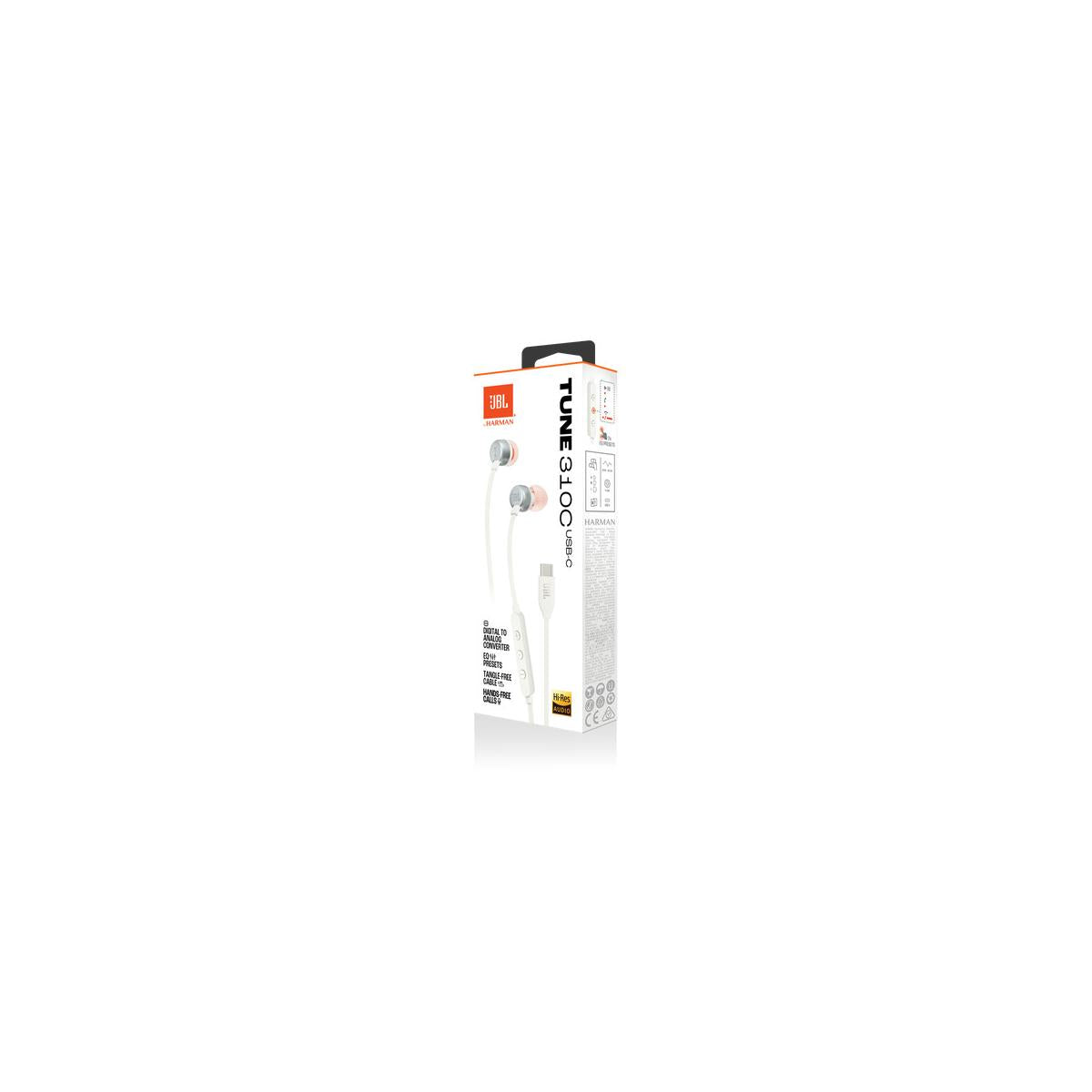 JBL Tune 310C Auricolare Cablato In-ear Musica e Chiamate USB tipo-C Bianco