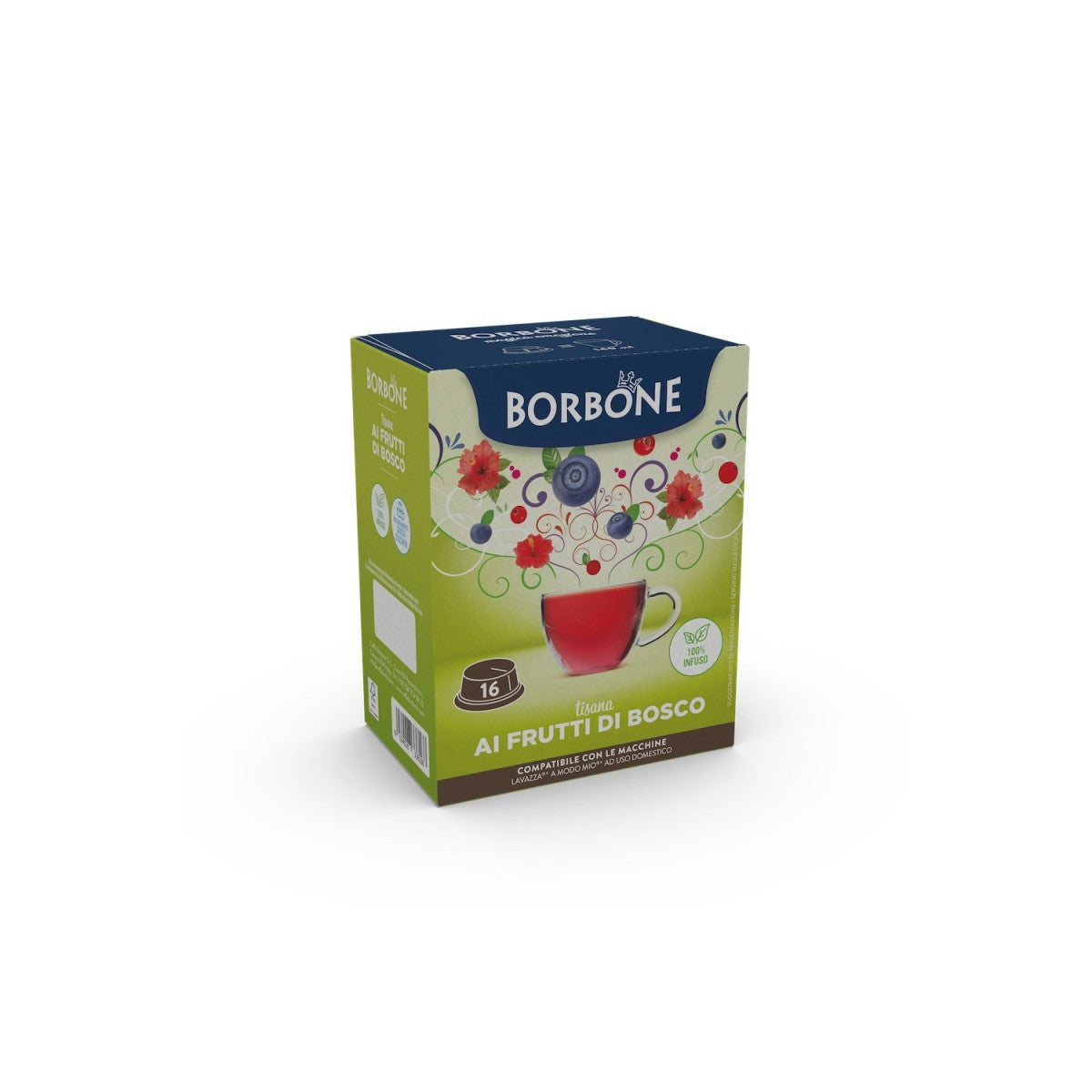 Caffè Borbone Tisana ai Frutti di Bosco 16 Capsule Compatibili Lavazza A Modo Mio