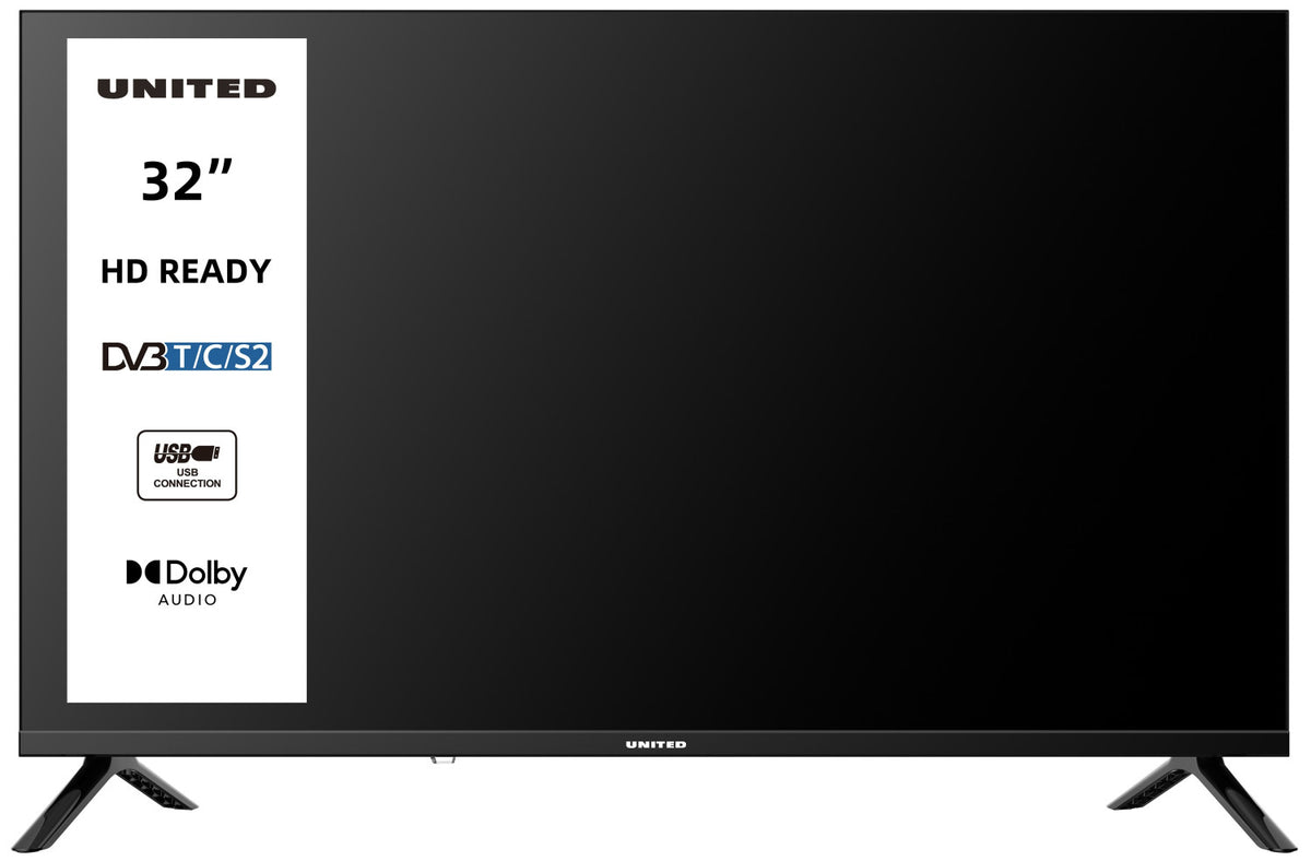 United UNLED32M10 TV 32 pollici HD, Triplo tuner DVBT2/C/S2 HEVC MAIN10, Dolby Audio, Parental Control