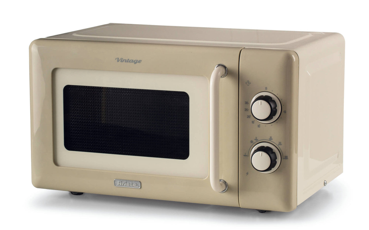 Ariete Linea Vintage 3960 Forno a microonde Vintage, 800W, Capacità 20L, 3 funzioni, 6 livelli di cottura, Timer, Beige